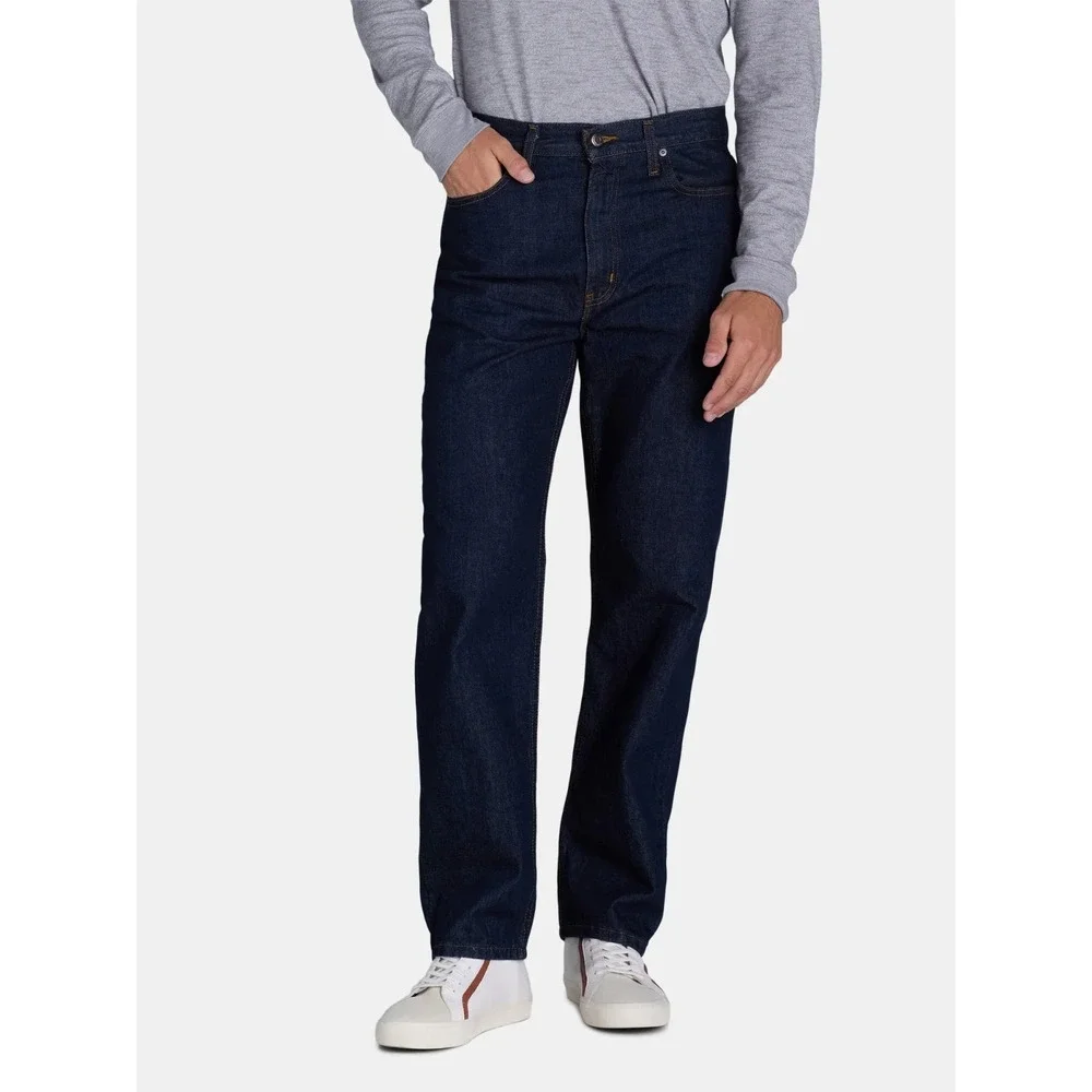 George Mens Jeans Size 34x30 Dark Wash Cotton Relaxed Fit Straight-Leg Carpenter